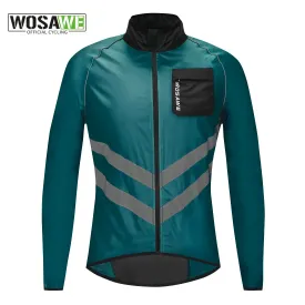 Windproof Cycling Jacket MTB Bike Jersey Outdoor Sport Cycling Windbreaker Rainproof Reflective Bike Clothing Navy Blue