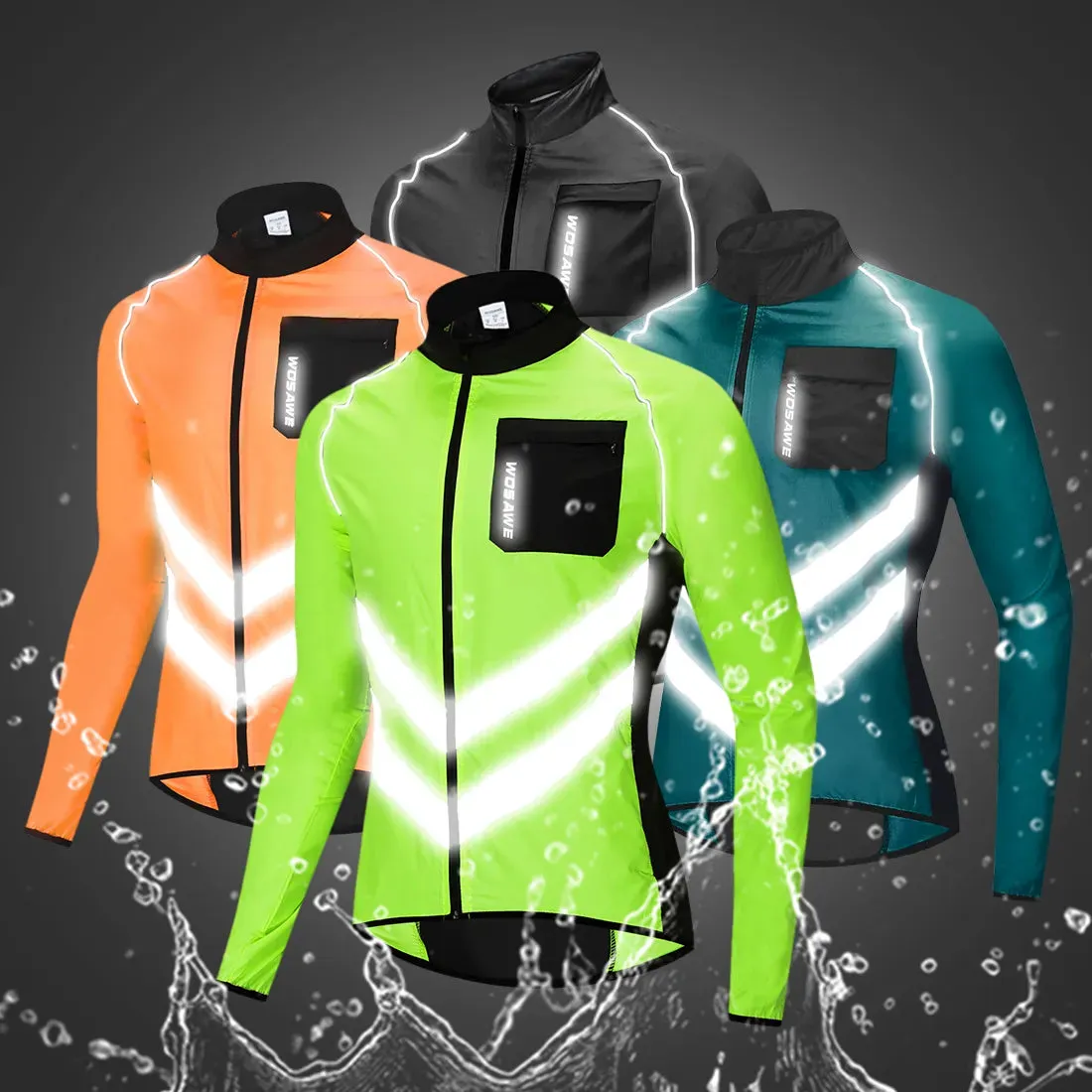 Windproof Cycling Jacket MTB Bike Jersey Outdoor Sport Cycling Windbreaker Rainproof Reflective Bike Clothing Navy Blue