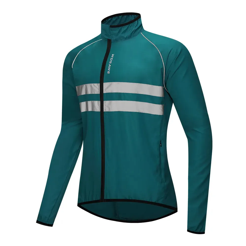 Windproof Cycling Jacket MTB Bike Jersey Outdoor Sport Cycling Windbreaker Rainproof Reflective Bike Clothing Navy Blue