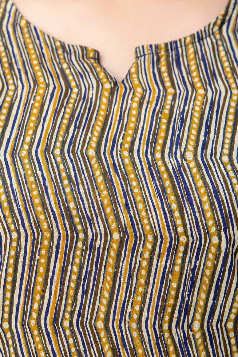 Women Mustard Abstract Printed Night Suit (SHKY1040)