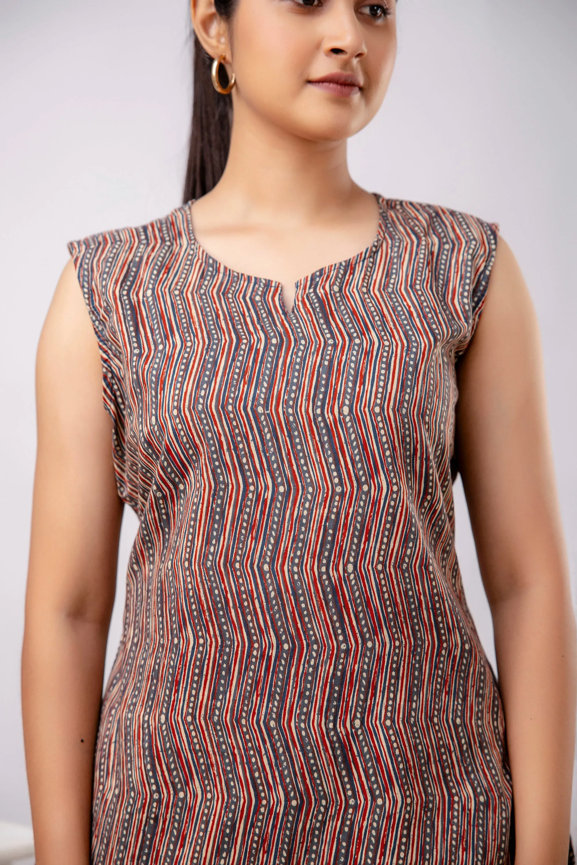 Women Red Abstract Printed Night Suit (SHKY1041)