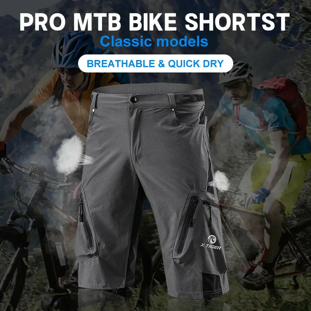 X-TIGER Men's Mountain Bike Shorts Grey Cycling Shorts Casual style Breathable Outdoor Sports MTB Riding Road Bike Short Trouser