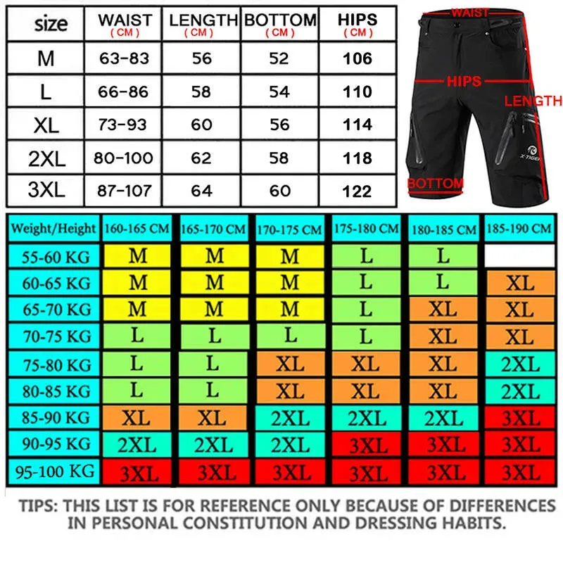 X-TIGER Men's Mountain Bike Shorts Grey Cycling Shorts Casual style Breathable Outdoor Sports MTB Riding Road Bike Short Trouser